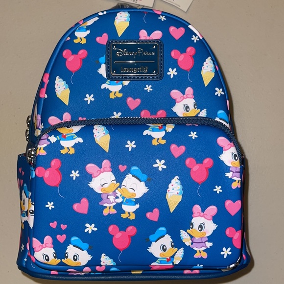 AUTHENTIC DISNEY MERCHANDISE— LOUNGEFLY DONALD & DAISY Backpack - Picture 3 of 6
